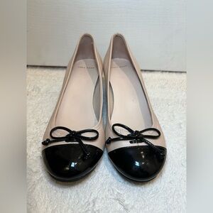 Caroline Herrera Tan and Black Wedge Heel